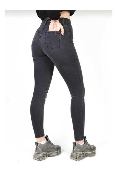 geenz manifacture Pantaloni skinny din lycra cu talie înaltă, antracit Tokyo
