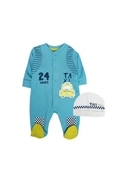 Tongs Baby Baby Boy Blue Taxi Jumpsuit with Booties and Hat 2670