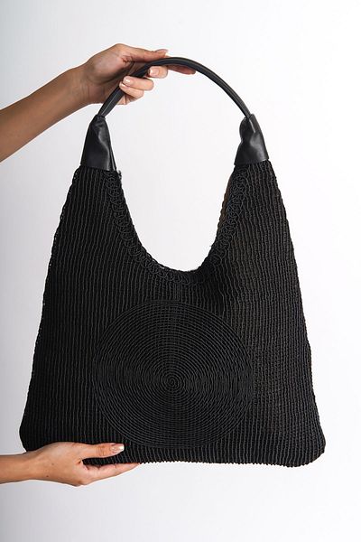 Redoxy Geantă de mână de zi cu zi cu curea rotundă, simplă și elegantă, tricotată, brodata