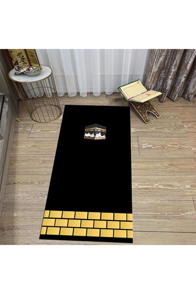 Hey Home Digital Printed Washable Gift Prayer Rug Carpet, V-SECCADE-45-BLACK,