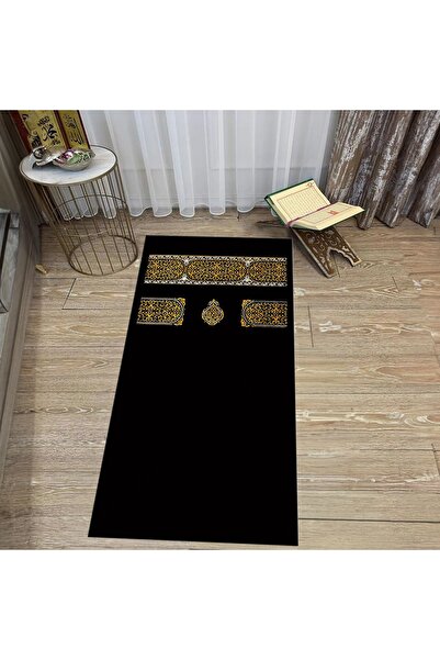 Hey Home سجادة صلاة مطبوعة رقمية قابلة للغسل، V-SECCADE-46-BLACK