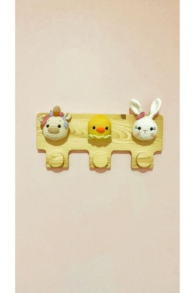 Boncukafası Ahşap Amigurumi Hayvan Figürlü Çocuk Odası Askılık