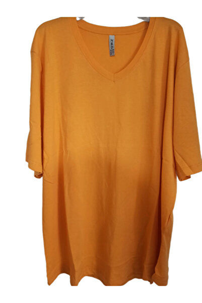 eL&Ma Design Kadın Düz Renk V Yaka Sarı Kompakt Büyük Beden Bluz