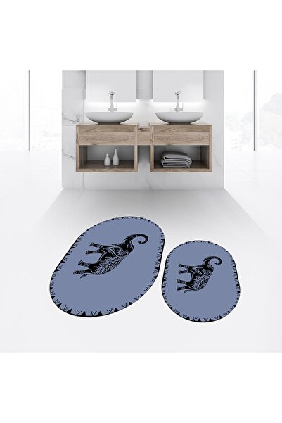 Hey Home قاعدة مطبوعة رقمية غير قابلة للانزلاق قابلة للغسل بيضاوية مزدوجة لحص...