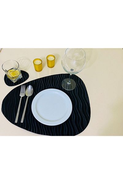 Meg Set de serviciu american din piele decorativă lucrată manual (12 bucăți pentru 6)