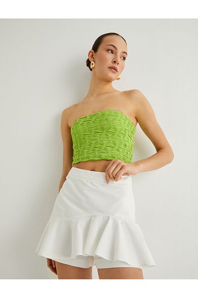 Koton Asymmetrical Linen Blended Shorts Skirt - Frilly