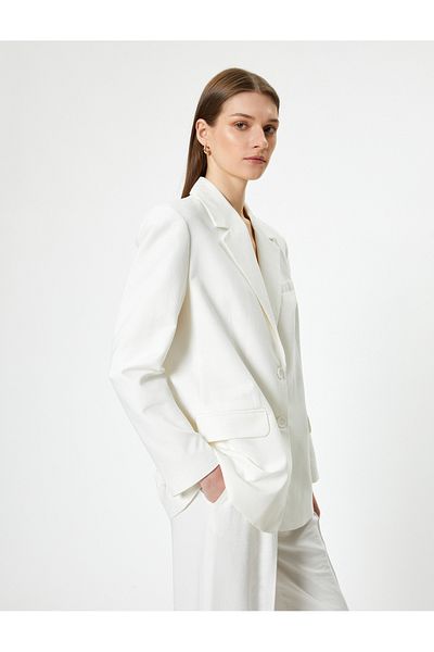 Koton Linen Blended Oversize Blazer Jacket