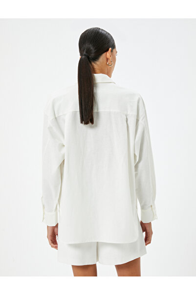 Koton Long Sleeve Linen Blended Shirt - Pocket Detail