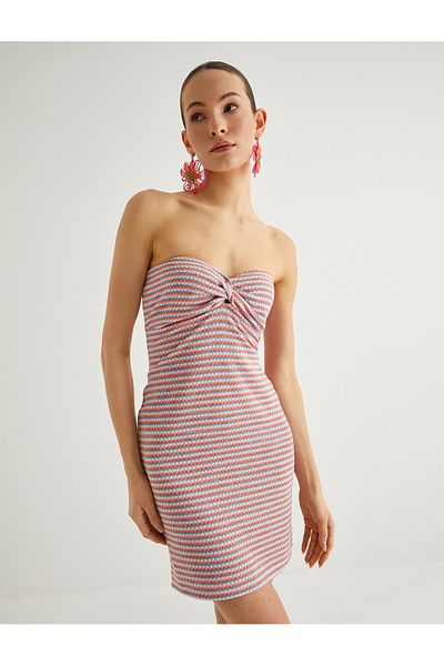 Koton Koton Mini Strapless Crochet Dress