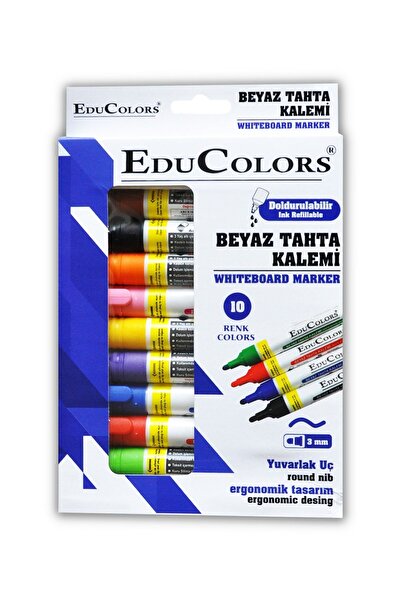 EDU COLORS Doldurulabilir Beyaz Tahta Kalemi Edu 10’lu Set