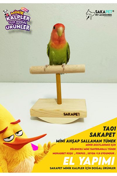 SAKAPET Natural Wooden Swinging Perch for Birds - Ta01