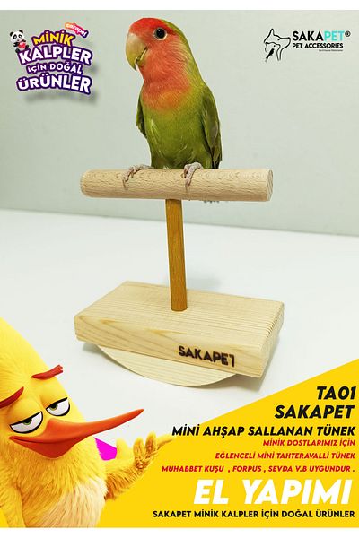 SAKAPET Natural Wooden Swinging Perch for Birds - Ta01