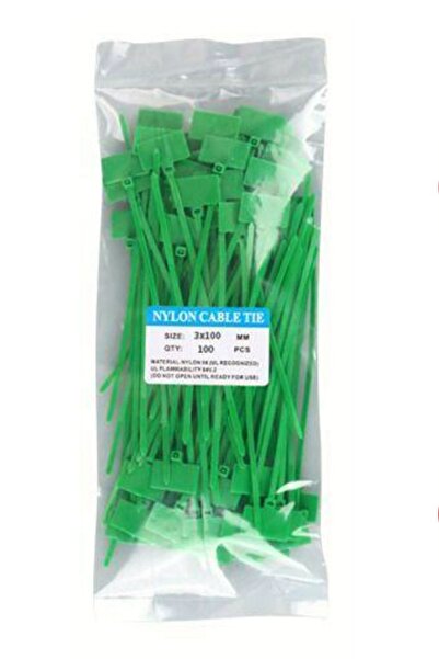 usin 100 Adet Yeşil Etiketli Elektrik Kablosu Kablo Bağı Klips Plastik Kelepç...