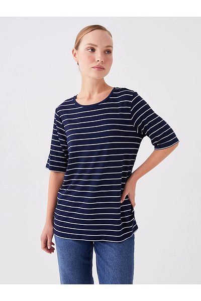LC Waikiki Striped Crew Neck Women's T-Shirt - Short Sleeve