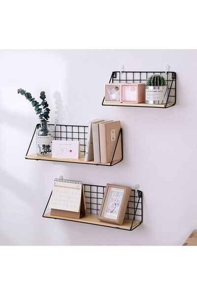 nefes Duvar Rafı Üçlü Raf Metal Duvar Rafı Modern Metal Duvar Rafı