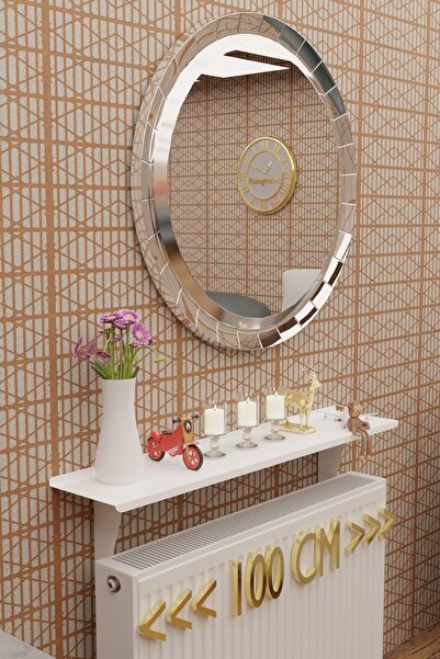 risingmaber Montajsız Beyaz Petek Üstü Metal Raf, Kalorifer Peteği Raf Dresuar Uçan Raf 100 Cm Mt100b