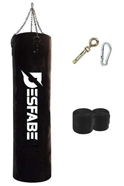 desfabe Boxing Star 120x32 Cm Zincirli Boks Kum Torbası Siyah Askı Aparatı El Sargı Bandajı