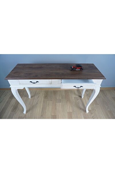 Masifart Ceviz Eskitme Tablalı Dresuar Beyaz 100 Cm Eskitme Patin