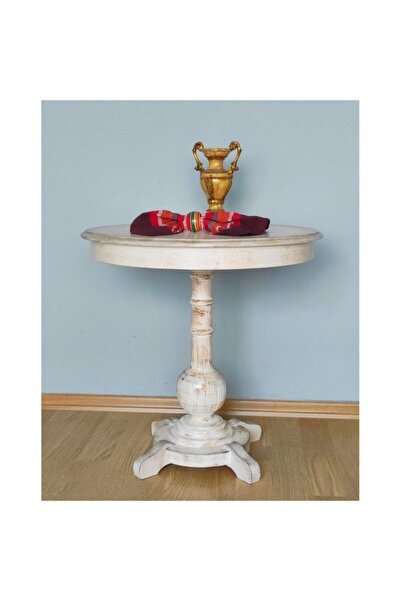 Masifart Elina Fiskos Sehpa Tornalı Ayak Yan Sehpa Patine Eskitme