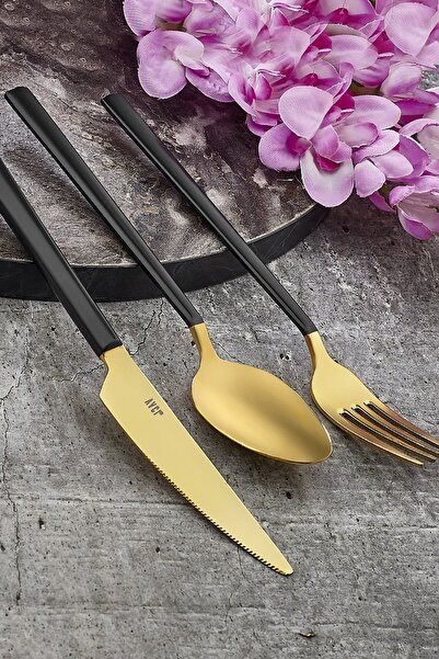 Avcı Klas Titanium Matte Gold 60 Piece Cutlery Set 18/10 Stainless Steel (WIT...