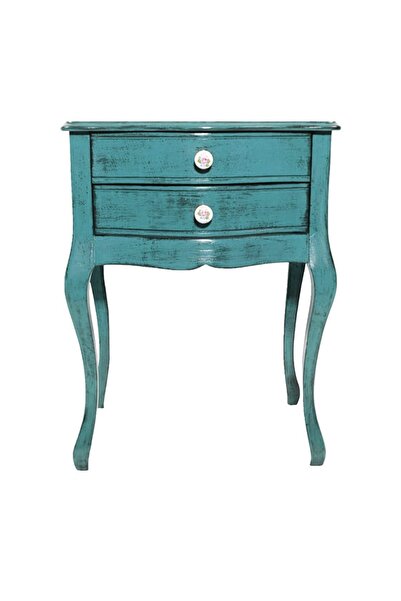 Genel Markalar Masifart Paris Mavi Eskitme Komodin Çekmeceli Telefonluk