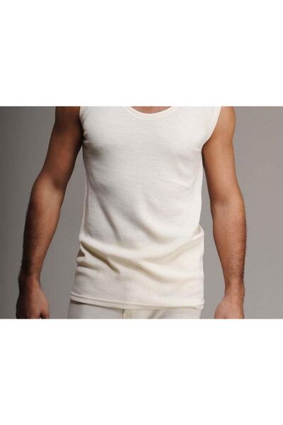 Hasyün Ανδρικό μάλλινο εσώρουχο με φαρδύ λουράκι, αμάνικο λαιμόκοψη Woolmark Certified Ecorecycle