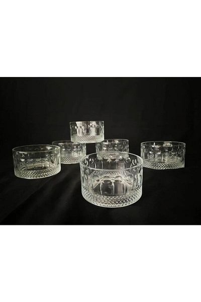 DİBA AVM Elusia 6-Piece Glass Bowl Snack Bowl Magnolia-magnolia Pudding Bowl Snack Bowl 200 ml 6-Piece Glass Bowl elusia