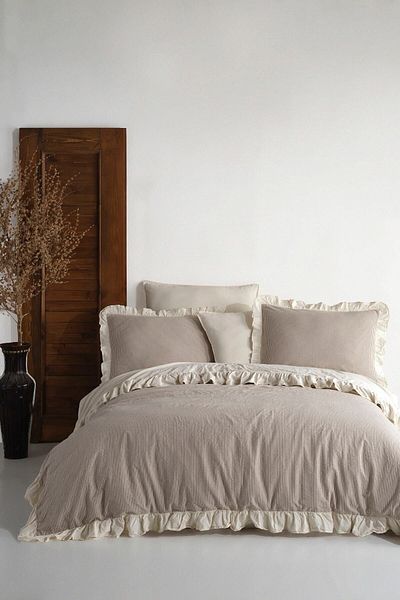 Macas Home Ruffle 100% βαμβακερό νήμα βαμμένο διπλό παπλωματοθήκη 200*220