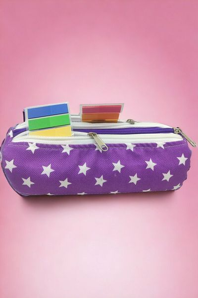 FİYPER Purple Star Patterned 3 Compartment Pencil Case