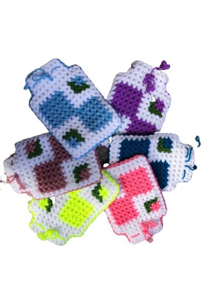 Bora Hand Knitted Washcloth Dowry Washcloth Bath Handcrafted Bath Washcloth Washcloth 5 Pieces
