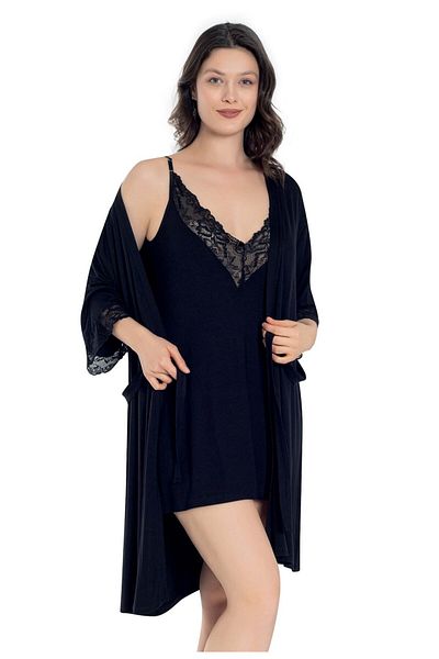 Cotpark Women's Dressing Gown and Nightgown Set - Rope Strap 16216