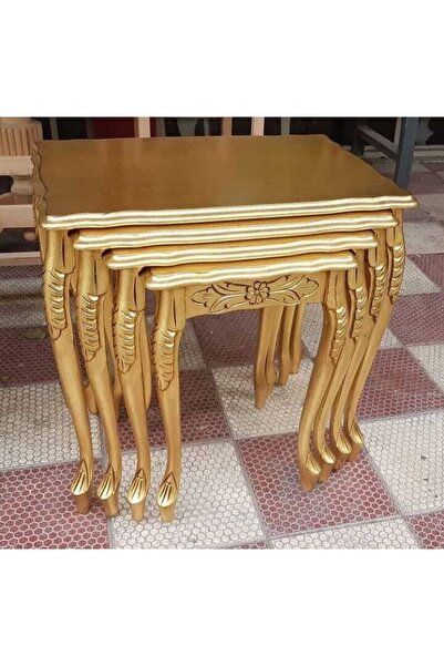 Masifart Plum Lükens Oymalı Zigon Sehpa Gold