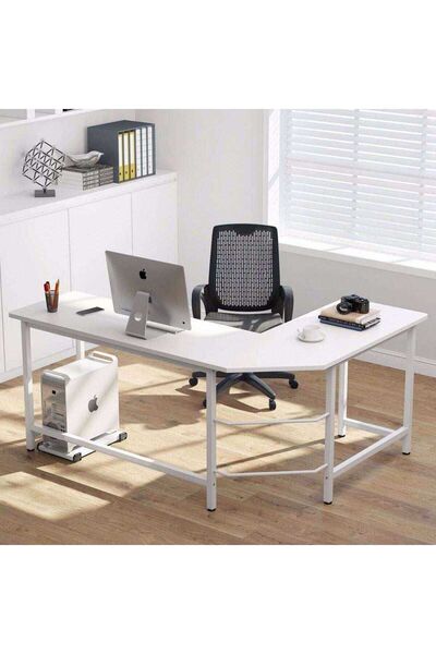 Zizuva Tasarım Beyaz L Model Çalışma Masası