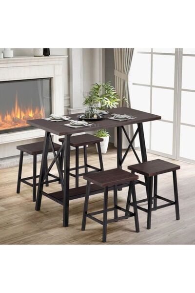 Zizuva Tasarım 4 Kişilik Masa Ve Tabure Takımı