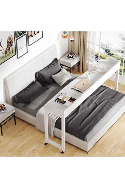 Zizuva Tasarım Çok Amaçlı Tekerlekli Beyaz Masa