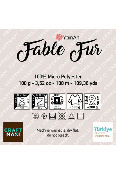 Yarnart Fable Fur - Πλεκτό Χέρι Νήμα Μπεζ-968
