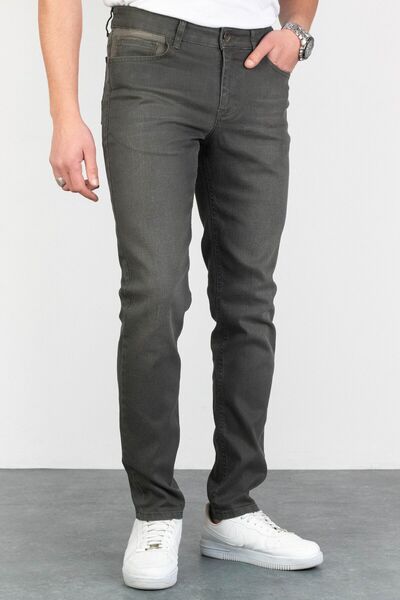 HLT JEANS Men's Khaki Slim Fit Lycra Denim Jeans Pants Hltvalkhi