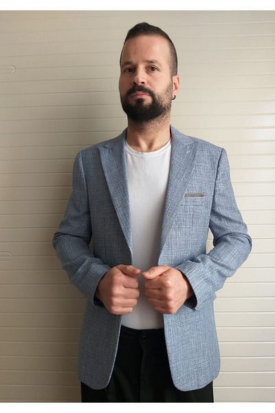 Nokta Moda Ανδρικό σακάκι σακάκι ιταλικού στιλ με λεπτή εφαρμογή με κορυφαίο γιακά Μονό μπουφάν 6 Drop Suit Konbin Made