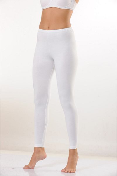 Hmd 4003 Jambiere lungi albe din bumbac cu textura confortabilă pentru femei