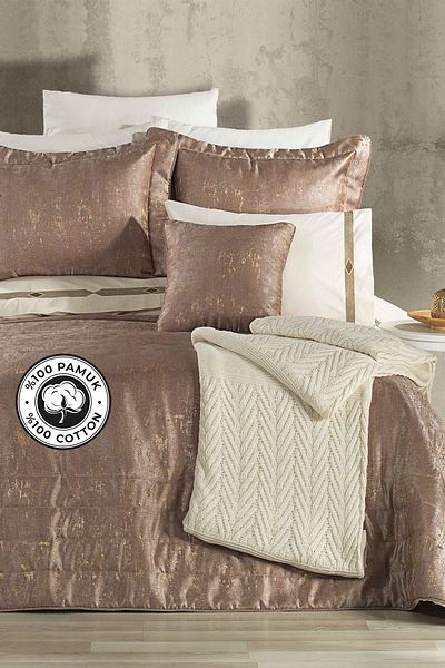 Evlen Home Collection Double Prestige Dowry Set - 100% Cotton Bedspread (11 Pieces)| Bridal Set