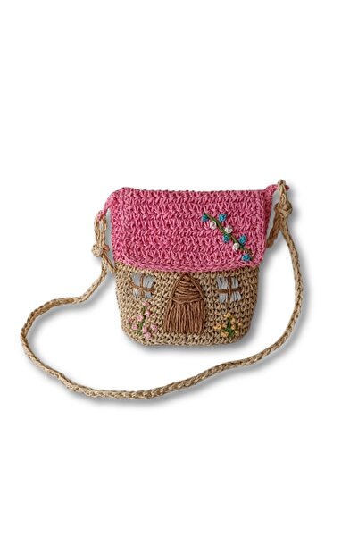 Sistaful El Örgüsü Kız Çocuk Hasır Omuz Çantası
