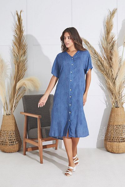 Sevim Model 15550 Rochie Lungă cu Nasturi