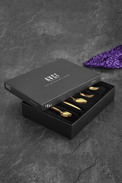 Avcı Classy Titanium Shiny Gold 60 Piece Cutlery Set 18/10 Stainless Steel