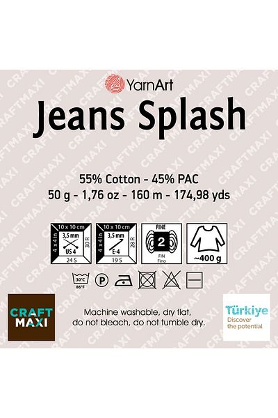 Yarnart Jeans Splash - Μαρμάρινο Χειροποίητο Πλεκτό Νήμα Ebruli-945