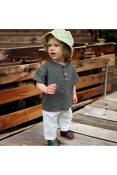 BEBEĞİME ÇORAP Tricou din muselină organică - mânecă joasă, cu nasturi în față