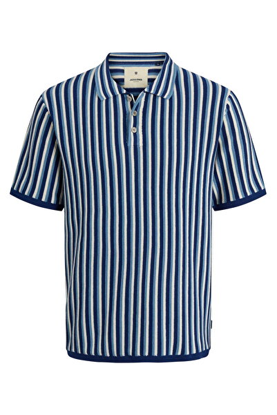 Jack & Jones Men's Polo Neck Striped T-shirt - Blujones