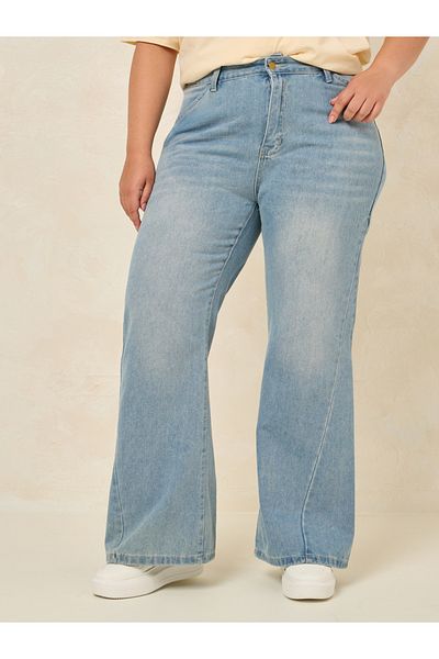 Styli Plus Fit and Flare Jeans with Pockets