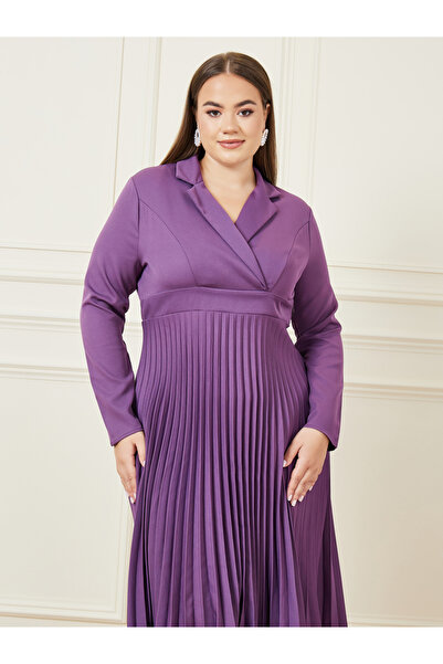 Styli Plus Long Sleeve Blazer Midi Dress