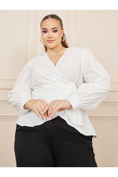Styli Plus Solid Metal Buckle Detail Wrap Top