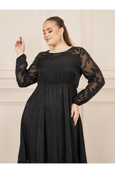 Styli Plus Textured A-line Maxi Dress